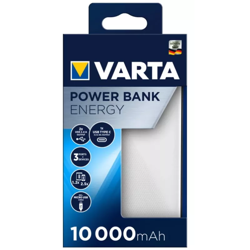 Nešiojamas įkroviklis Varta Energy 10000, 10000 mAh
