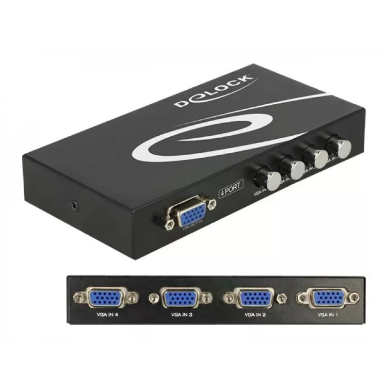 DeLock Switch VGA 4 prievadų rankinis dvipusis – vaizdo jungiklis – 4 x VGA – stalinis (87635)