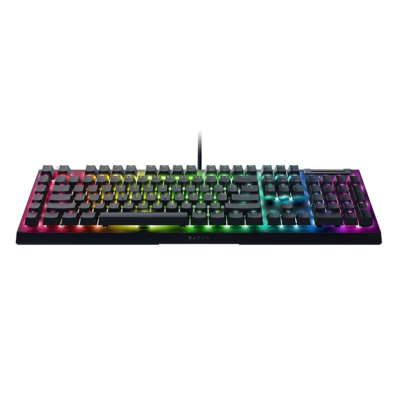 Razer BlackWidow V4 X mechaninė žaidimų klaviatūra, geltoni jungikliai, JAV išdėstymas, laidas, juoda