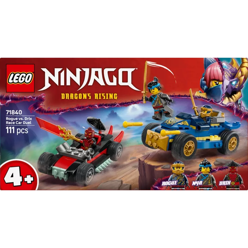 LEGO NINJAGO Statybiniai blokeliai 71840 Lenktynių dvikova Rogue prieš Drix