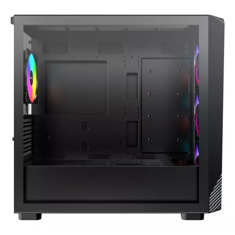 Montech X5M (B) juodas Micro Tower kompiuterio korpusas – Micro-ATX/Mini-ITX, 3x120mm priekyje, 1x120mm gale, palaiko ATX maitinimo šaltinį, 2x3,5 colio + 4x2,5 colio diskų vietos