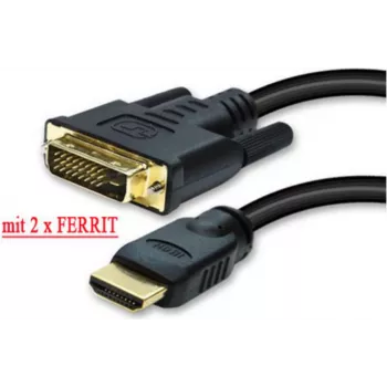 HDMI į DVI laidas ShiverPeaks 77483-RE 3,0 m auksuotas su ferito žiedais
