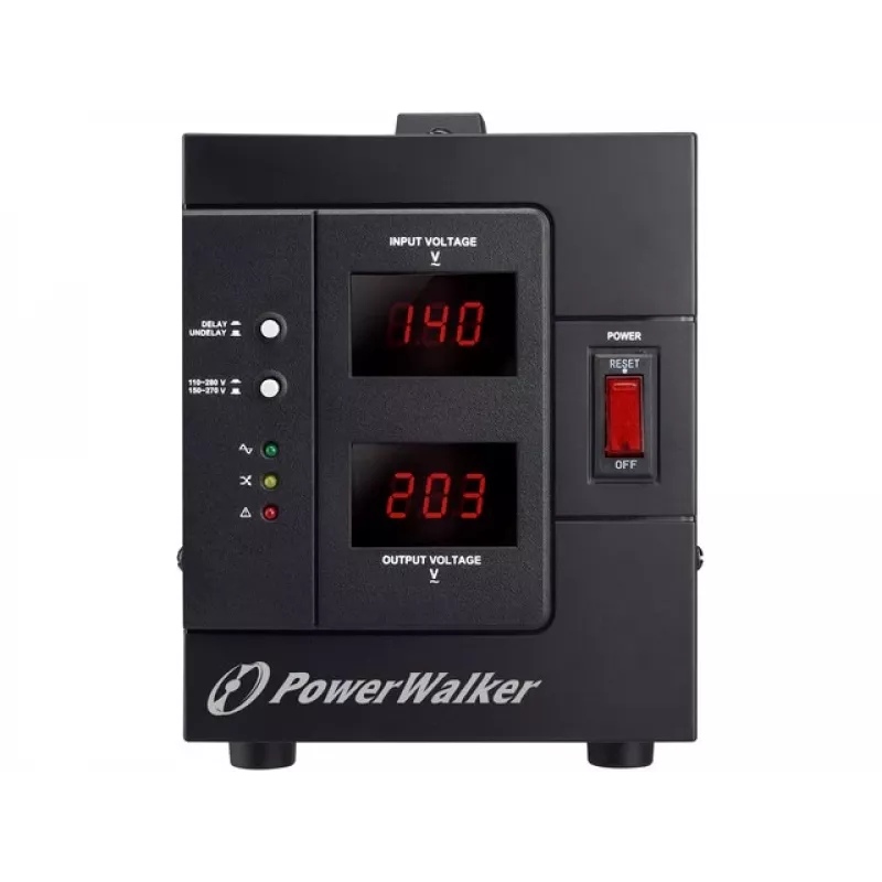 Įtampos reguliatorius PowerWalker AVR 2000 SIV FR, 2 AC lizdai, 110–280 V, juodas