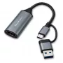 USB-C į USB-A ir HDMI 4K 30Hz adapteris QOLTEC aliumininiame korpuse