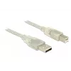 USB laidas DeLOCK 83896 USB 2.0 5m USB A USB B permatomas