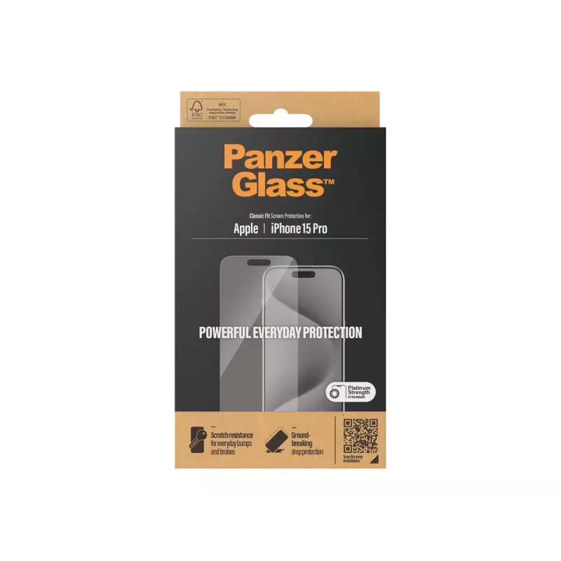 PanzerGlass® Ekrano apsauga iPhone 15 Pro | Classic Fit