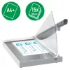 Pjaustytuvas popieriui Leitz Precision Office A4+, 15 lapų, rankinis spaustuvas, nerūdijantis plienas, A4 Maxi, 80 g/m², stiklas