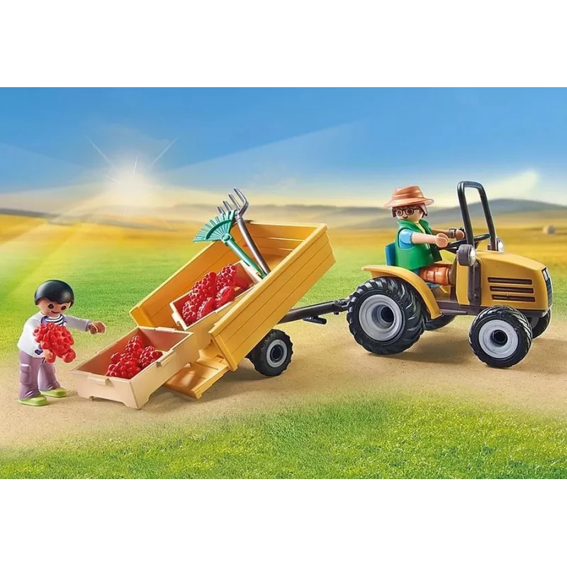 Playmobil 71442 Country: Traktorius su priekaba ir vandens cisterna – Šviežias derlius ūkyje, mokymasis apie aplinką, smagus vaidmenų žaidimas