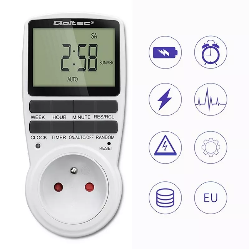 Elektroninis laikmatis QOLTEC PC0628 su LCD ekranu, 24 valandų atgalinis skaičiavimas