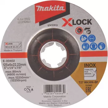 Makita E-00402 šlifavimo diskas – Metalui – 22,2 mm skylė, 125 mm skersmuo, 6 mm storis