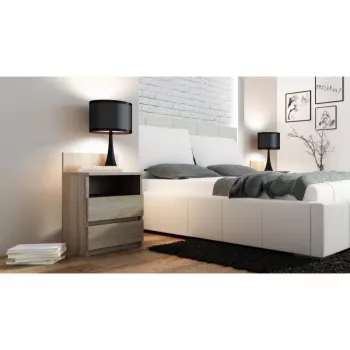 Naktinis staliukas Topeshop M1 SONOMA MAT, ąžuolo spalva, 2 stalčiai, 400×320×590 mm