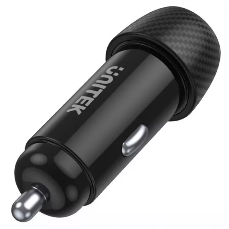 Automobilinis kroviklis Unitek P1400A su USB-C ir USB-A, 38W, Quick Charge 3.0, įėjimas 12–24V, juodas