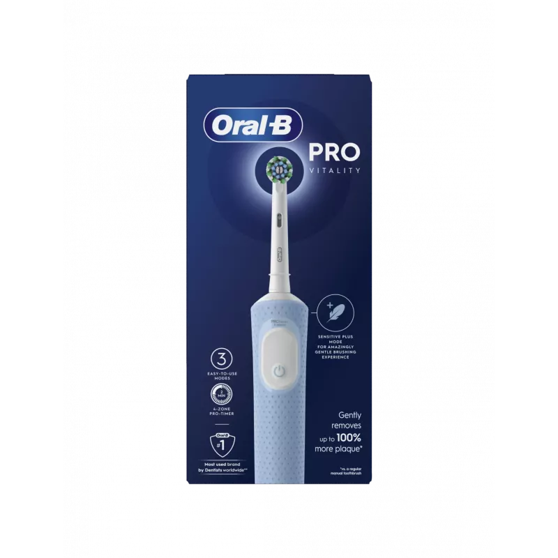 Oral-B Vitality Pro elektrinis dantų šepetėlis, įkraunamas, mėlynas, 1 antgalis, 3 režimai