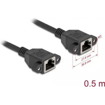 Tinklo laidas DeLOCK 90783 Juodas 0,5 m Cat6a S/FTP RJ-45