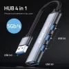USB 3.0 4-in-1 HUB adapteris, 4x USB 3.0