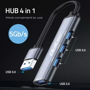 USB 3.0 4-in-1 HUB adapteris, 4x USB 3.0