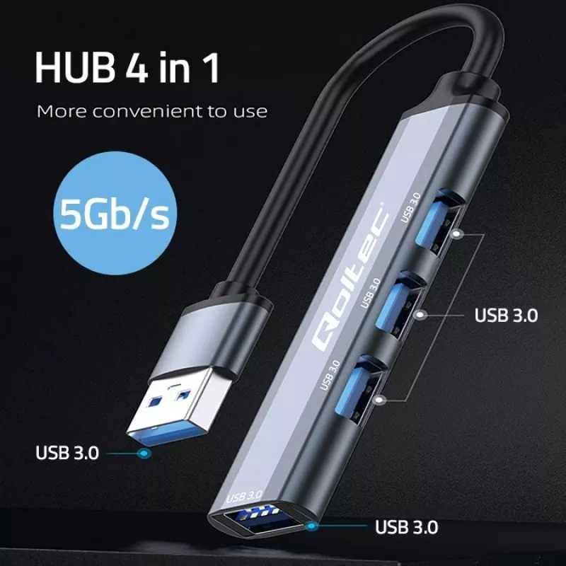 USB 3.0 4-in-1 HUB adapteris, 4x USB 3.0