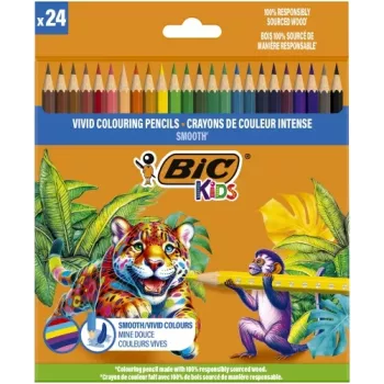 BIC spalvoti pieštukai Kids Smooth 24 spalvų rinkinys