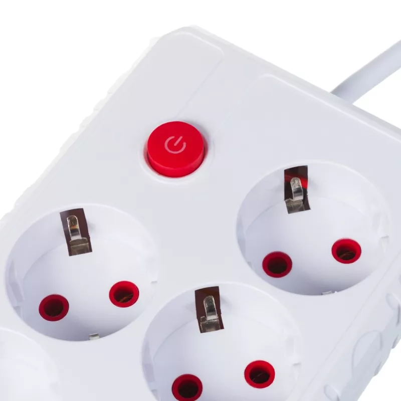 Ilgintuvas MACLEAN MCE392 W – 4 kištukiniai lizdai, 3×USB-A, 110–240V, 2.1A, 2500W, 1,5 m laidas, baltas
