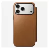 Nomad Modern Leather Folio dėklas iPhone 17 Pro Max — Tan (oda, iki 17,5 cm ekrano, 4 kortelių kišenės)