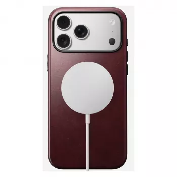 Odiniu dangteliu dėklas Nomad Modern, skirtas iPhone 17 Pro Max (6,9 colio) — Burgundijos spalvos, oda+TPU+PC