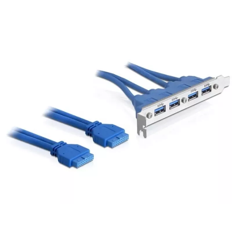 DeLOCK Slotblech USB 3.0 vidinis 19 kontaktų lizdas 2 x vidinis > 4 x USB 3.0-A išorinis lizdas (82974)