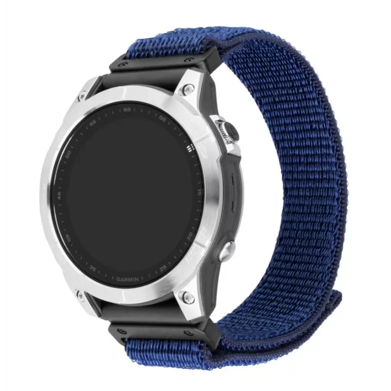 Pakeitimo sportinis dirželis FIXED Garmin QuickFit 22 mm — tamsiai mėlynas nailonas, 160–210 mm
