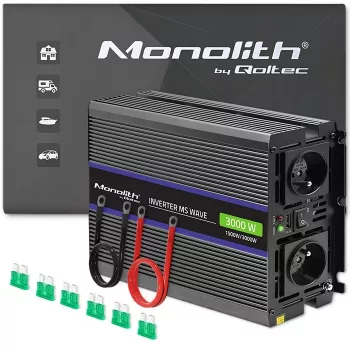 QOLTEC Monolith 3000 MS Wave keitiklis, 12V→230V, 1500/3000W, su USB