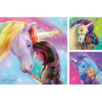 Dėlionė Ravensburger Unicorn Academy – 3 x 49 dalių, rinkinys vaikams