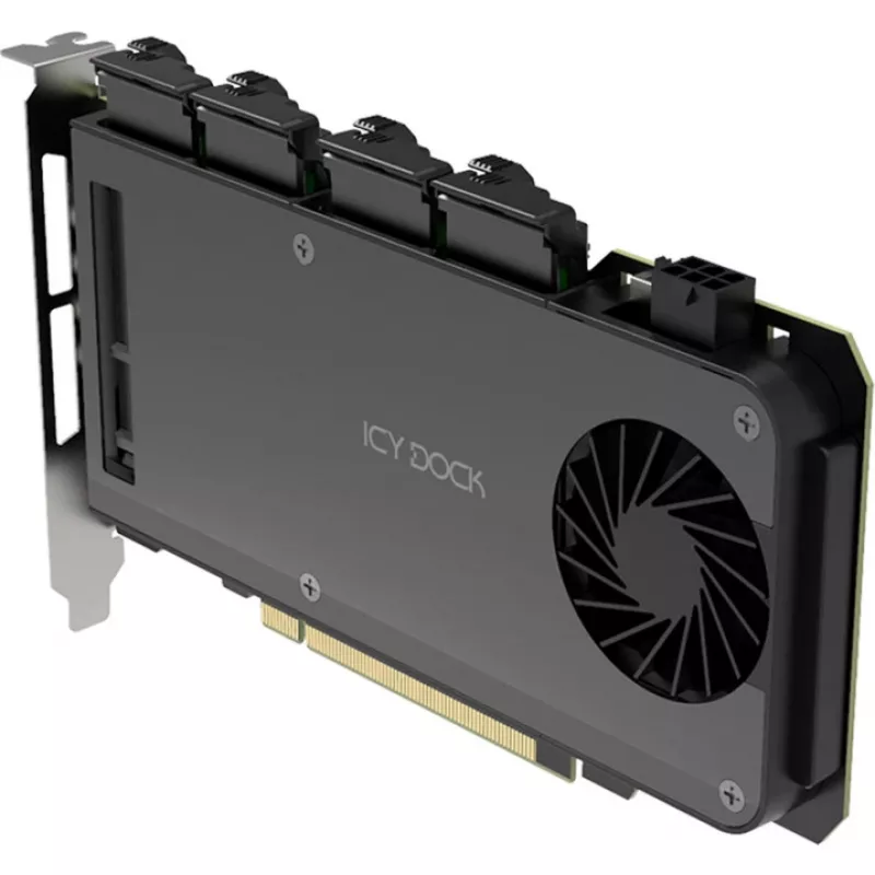 Adapterinė kortelė 4 x M.2 NVMe SSD kietųjų diskų dėžė, icy dock MB204MP-B
