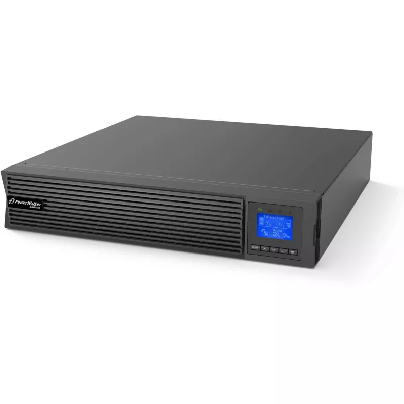 UPS stelažinis PowerWalker VFI 1500 LICR IOT PF1 on-line 1500 VA, 8× IEC C13, USB-B, RS-232, LCD, 2U