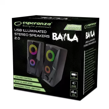 Pridedamas garsiakalbis ESPERANZA BAILA 6 W, 6 W RMS, 160–20000 Hz, 3 Ω, USB & 3,5 mm, pora