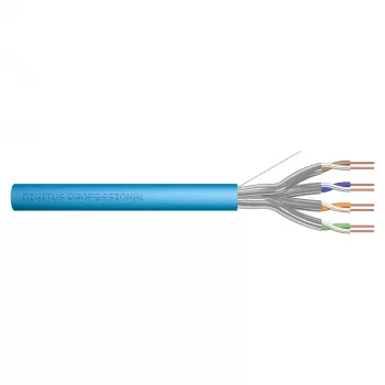 DIGITUS CAT 6A U/FTP montažinis kabelis 305 m, simplex, Cca, Easy Pull Box, mėlynas