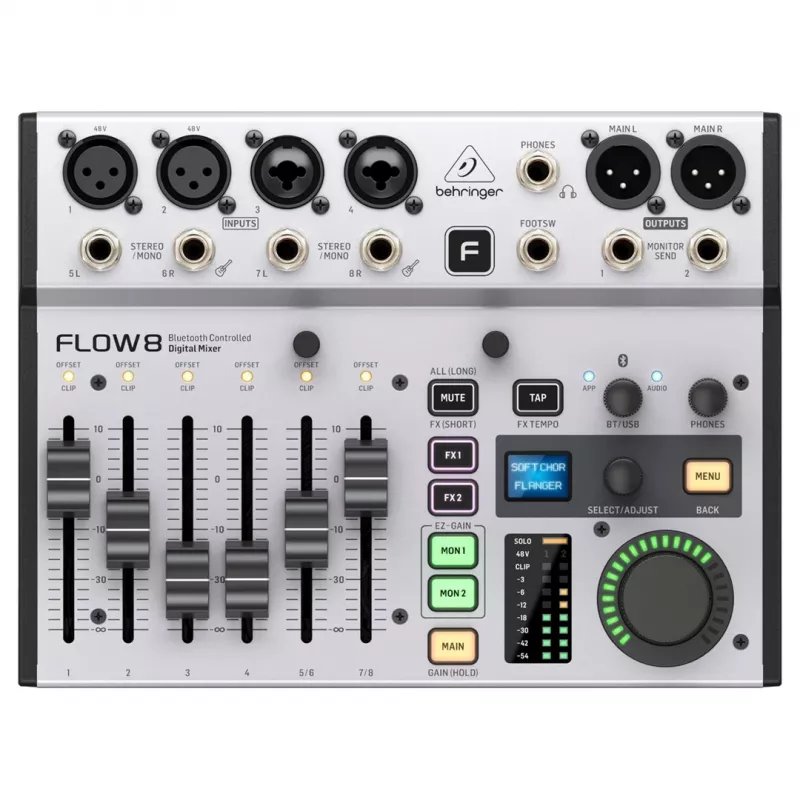 Skaitmeninis maišytuvas Behringer FLOW 8 – 8 kanalų USB garso sąsaja