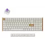 Mechaninė klaviatūra Keychron K4 HE 96% QWERTY — USB, RF belaidis ir Bluetooth, 100 klavišų, RGB, balta/medis