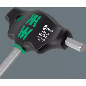 T-rankos rinkinys Wera Series 400 454/7 HF, 7 dalių T-ranka su šešiabriauniais ir atsuktuvų antgaliais