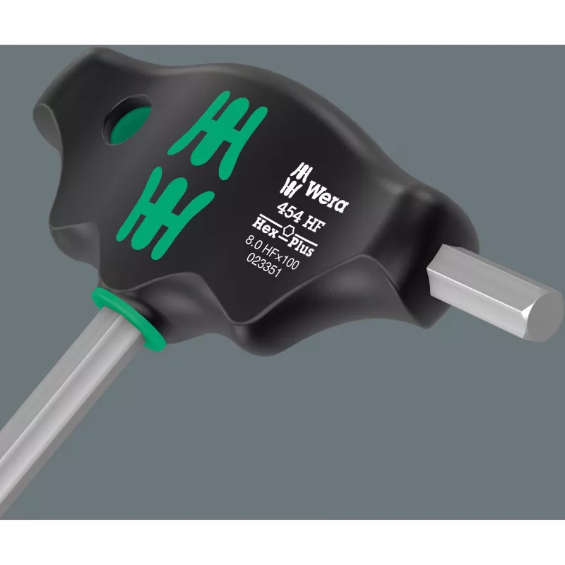 T-rankos rinkinys Wera Series 400 454/7 HF, 7 dalių T-ranka su šešiabriauniais ir atsuktuvų antgaliais