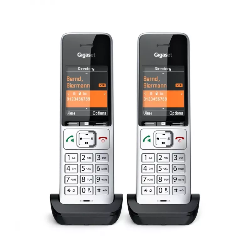 Gigaset COMFORT 500HX duo analoginis/DECT belaidis telefonas su skambučio numerio rodymu, juodas/sidabrinis