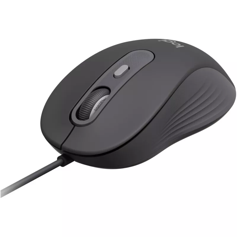 Logitech Signature Wired M520 versijai skirta laidinė optinė pelė USB-C Plug-and-Play Windows/Mac/Chrome/PC/nešiojamiesiems kompiuteriams - grafito spalva