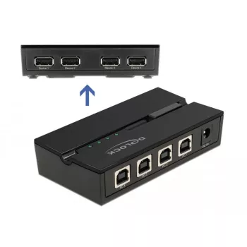 DeLOCK 11494 USB jungiklis 4 kompiuteriams, juodas, USB Type-A / Type-B, 0.48 Gbit/s