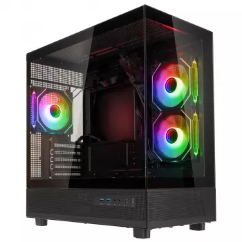 GSI SmartAssembly ARGB stiklinis Micro-ATX korpusas su 650W maitinimo bloku