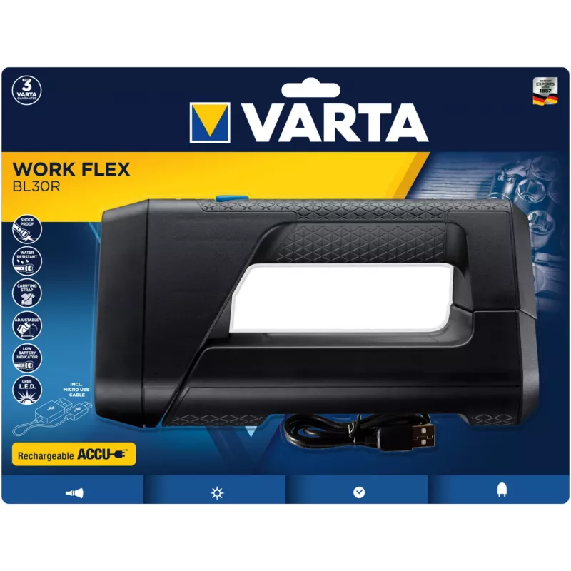 Rankinis žibintuvėlis Varta Work Flex Juodas LED 600 lm IPX4 2600 mAh