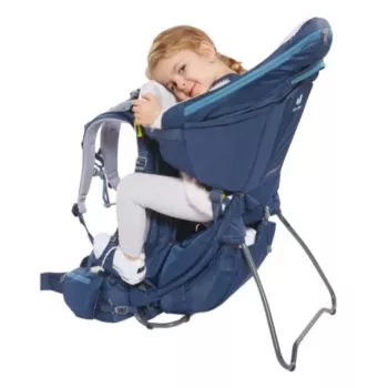 Kūdikio nešimo kuprinė Deuter Kid Comfort Pro, mėlyna, poliamidas, max 22 kg, skėtis nuo saulės, šoninė kišenė