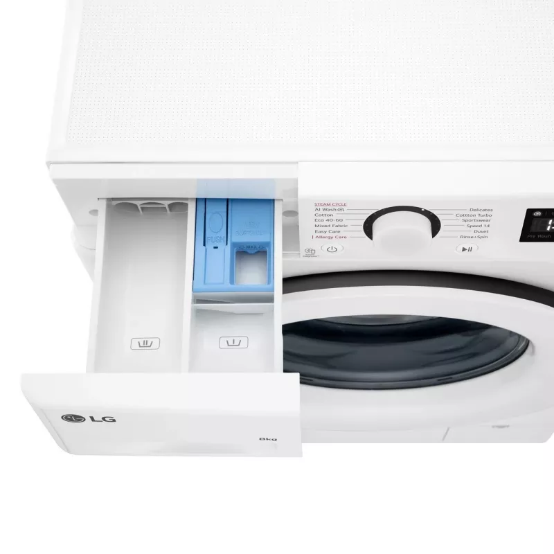 LG F2WR508SWW Skalbimo mašina, priekinis pakrovimas, 8 kg, 1200 aps./min., garo funkcija