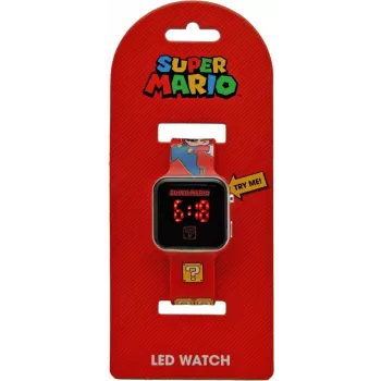 Vaikiškas laikrodis Kids Euroswan LED Super Mario raudonas skaitmeninis laikrodis su LED ekranu