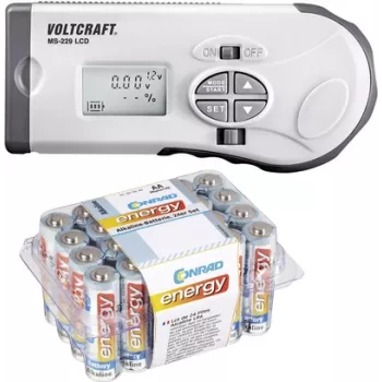 VOLTCRAFT Baterijų Testeris MS-229 LCD + Conrad energy Šarminės Mignon Baterijos 24 vnt. Rinkinys