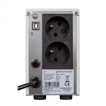 EVER ECO Pro 1000 AVR CDS - nepertraukiamo maitinimo šaltinis (UPS) - 230 V - 650 W - 1000 VA 5 Ah - USB - 2 lizdai - balta