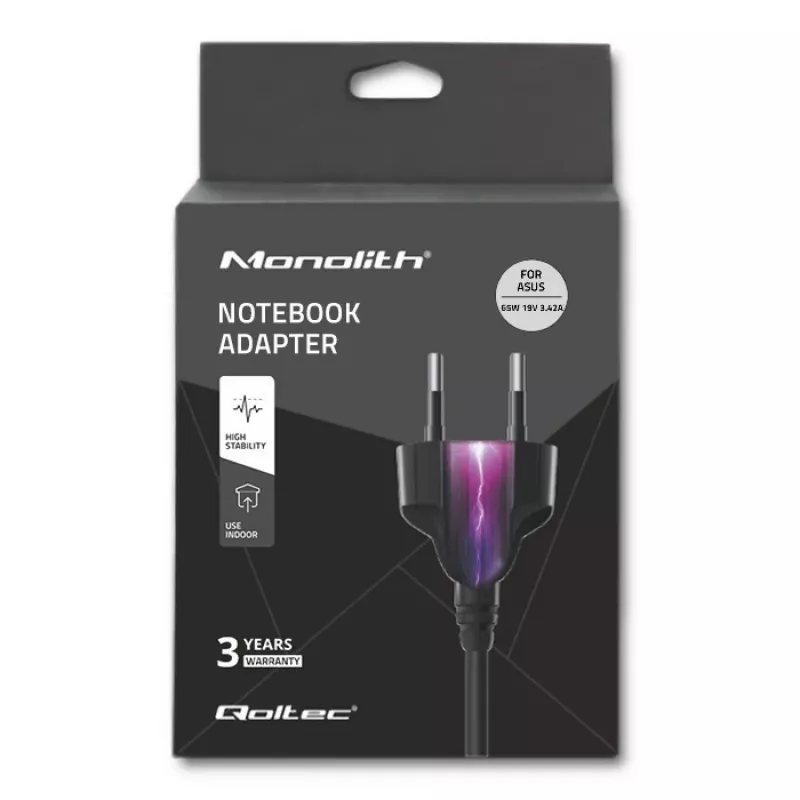 Qoltec maitinimo blokas nešiojamam kompiuteriui ASUS 65W 3.42A 19V 5,5x2,5 50018
