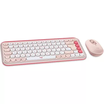 Logitech POP Icon Combo - Belaidis klaviatūros ir pelės rinkinys - Bluetooth LE - QWERTY - US International - rožinė, baltos spalvos (920-013142)