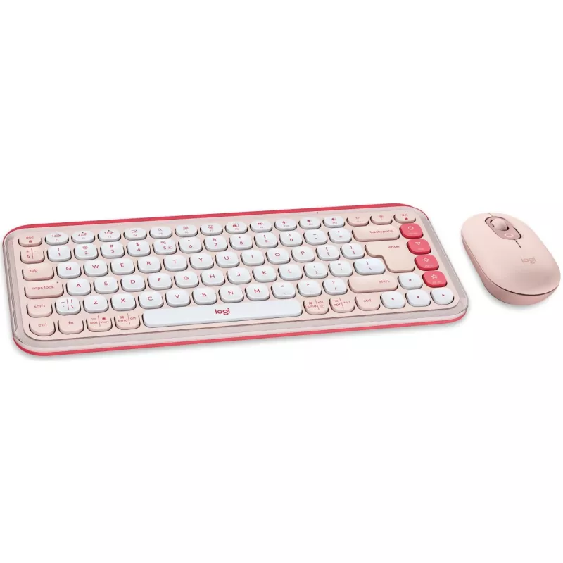 Logitech POP Icon Combo - Belaidis klaviatūros ir pelės rinkinys - Bluetooth LE - QWERTY - US International - rožinė, baltos spalvos (920-013142)